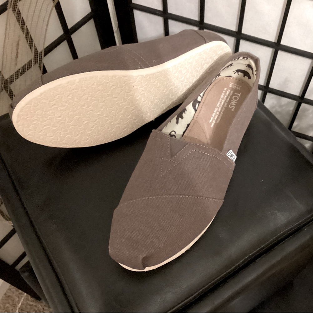 Toms Brown Slip-On Canvas Flats